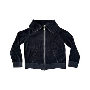 MK Michael Kors Designer Full Zip Velour Track Jacket Women's Black Size L